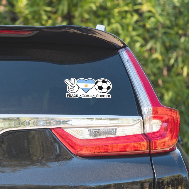 Sticker Peace Love Soccer Argentine (Côté voiture)