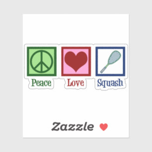 Sticker Peace Love Squash Joueur Racquet Sports