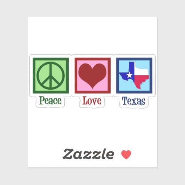 Sticker Peace Love Texas Fier Texan (Feuille)