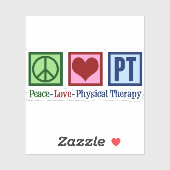 Sticker Peace Love Thérapie physique PT (Feuille)