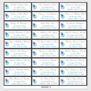 Sticker Peacock Feather Modern Mariage Adresse d'hôte