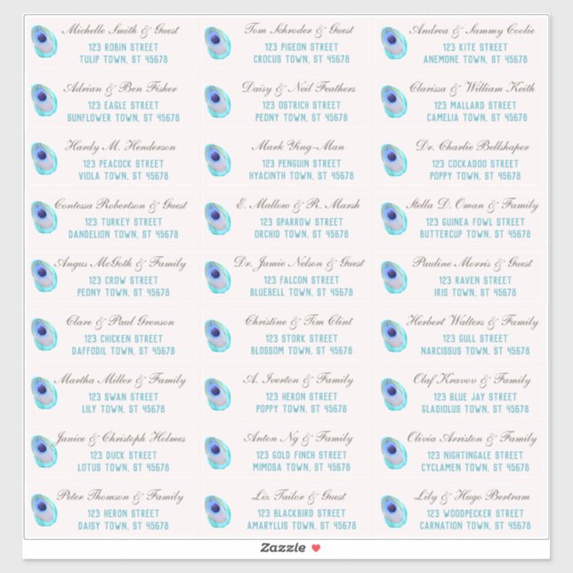 Sticker Peacock Feather Moderne Mariage Guest Adresse Stic (Feuille)