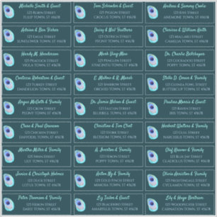 Sticker Peacock Feather Turquoise Moderne Mariage Adresse 