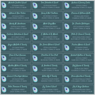 Sticker Peacock Feather Turquoise Moderne Mariage Adresse 