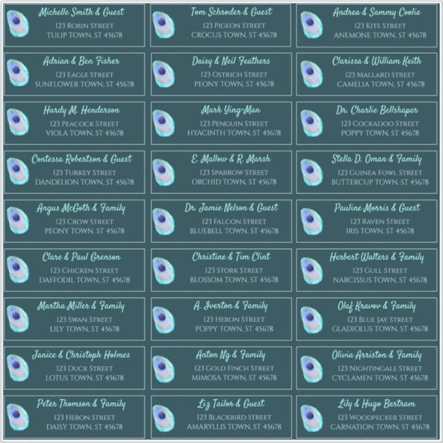 Sticker Peacock Feather Turquoise Moderne Mariage Adresse  (Devant)