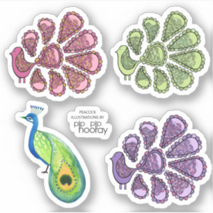 Sticker Peacock Illustrations Motifs Art Dessins Vinyl