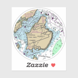 Sticker Peaks Island ME Nautical Chart