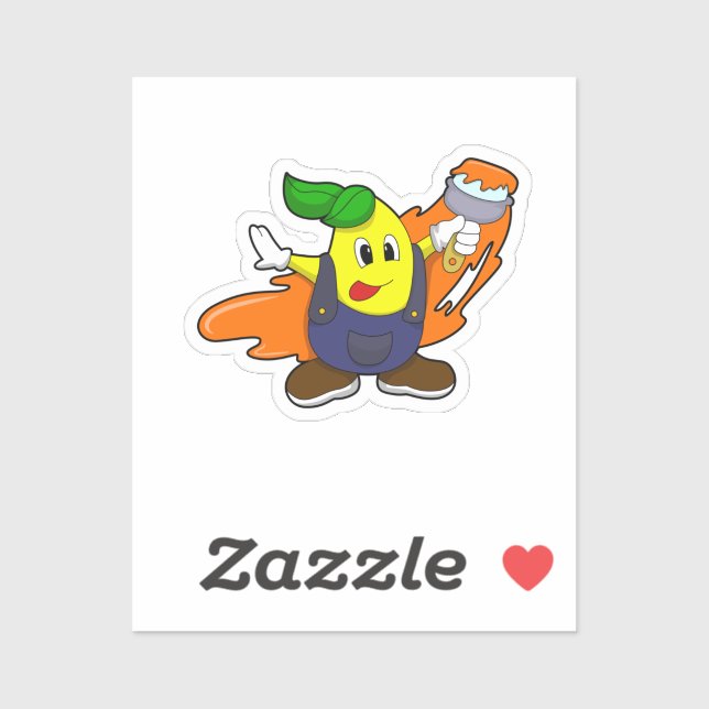 Sticker Pear as Painer with Paint brush (Feuille)