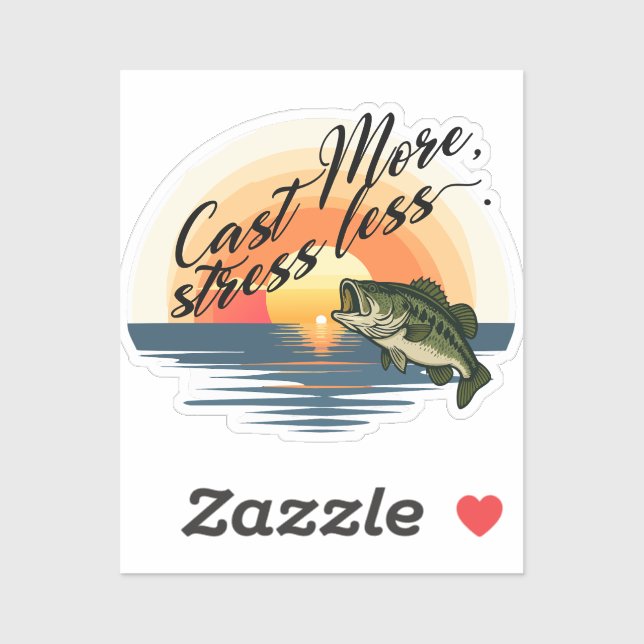 Sticker Pêche au Bass Trophée Graphique Lancer plus, stres (Feuille)