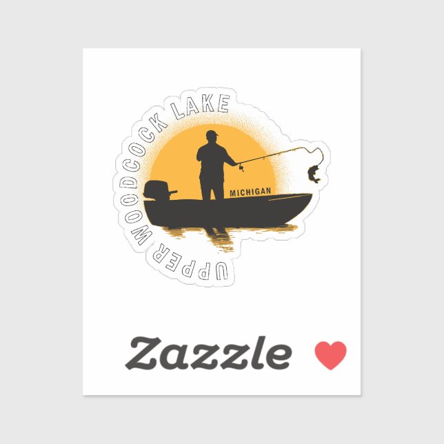 Sticker Pêche au lac Michigan (Feuille)
