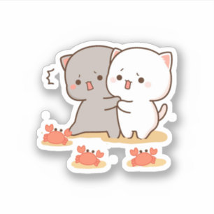 Sticker Pêche Et Chat Goma Mochi