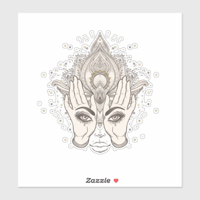 Sticker Pêche & Or Boho Fleur de Lotus Beauté (Feuille)