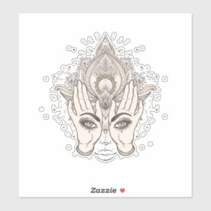 Sticker Pêche & Or Boho Lotus Flower Beauté