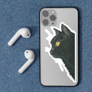 Sticker Peeking noir chat Kitty Visage