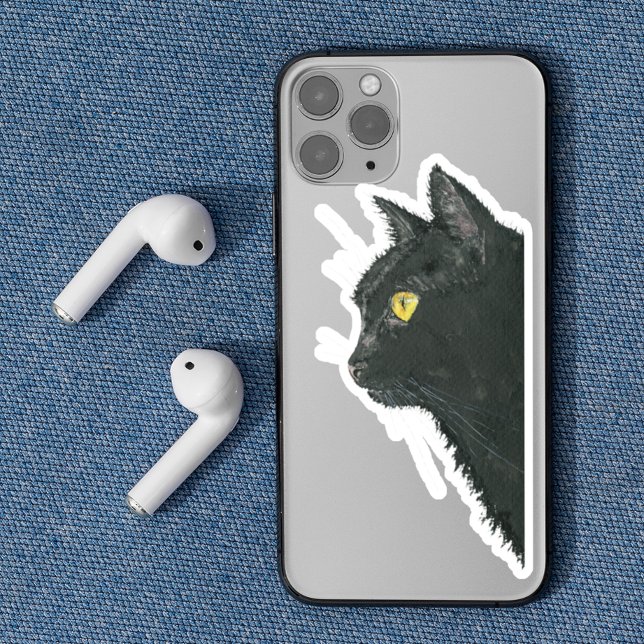 Sticker Peeking noir chat Kitty Visage (Créateur téléchargé)