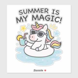 Sticker Pegatina unicornio kawaii “Summer is my magic”