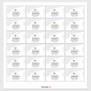 Sticker Peigne de miel noir Transparent Miel Abeille Étiqu