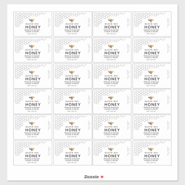 Sticker Peigne de miel noir Transparent Miel Abeille Étiqu (Feuille)