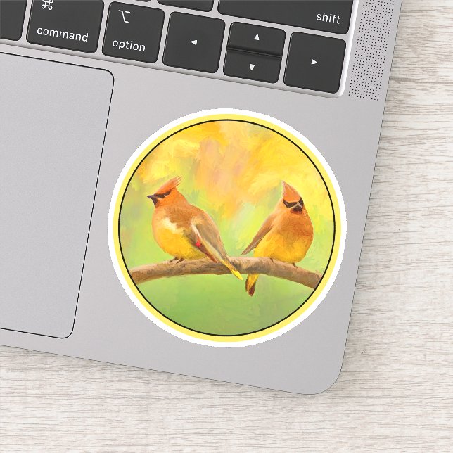 Sticker Peinture à cire de cèdre - Mignonne Oiseau Sauvage (Détail)