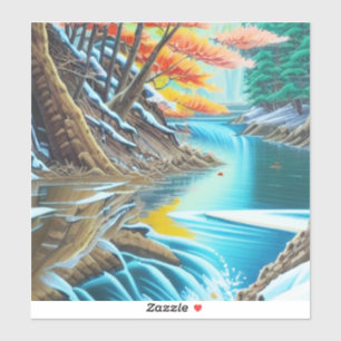 Sticker Peinture à l'huile de la nature canadienne paysage