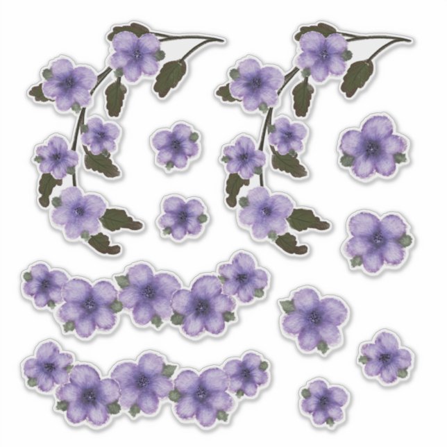 Sticker Peinture aquarelle de fleurs violettes (Devant)