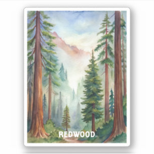 Sticker Peinture aquarelle du parc national Redwood