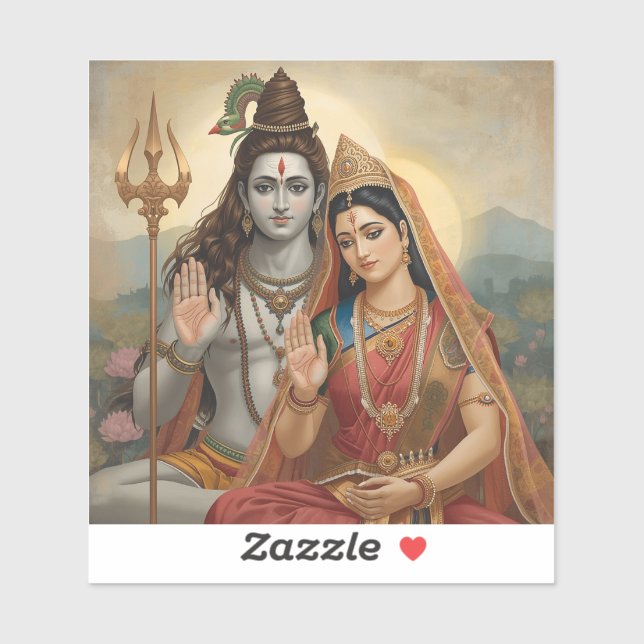 Sticker Peinture Arts de Mahadev et Mata Parvati (Feuille)