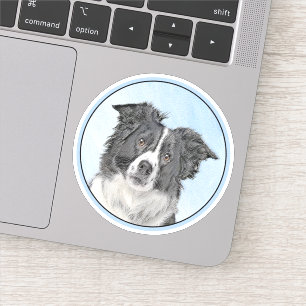 Sticker Peinture Collie Bordure - Joli art original chien