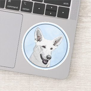 Sticker Peinture de berger blanc - jolie art original de c