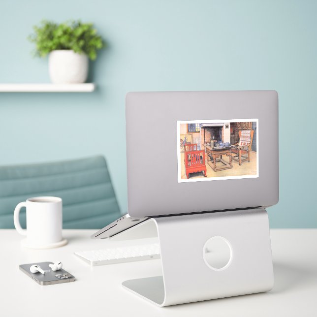 Sticker Peinture de Carl Larsson, Cache-cache, (Ordinateur portable sur le bureau)