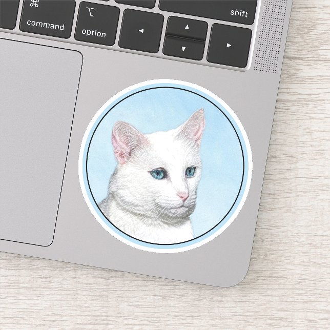 Sticker Peinture de chat blanc - Cute Original Cat Art (Détail)