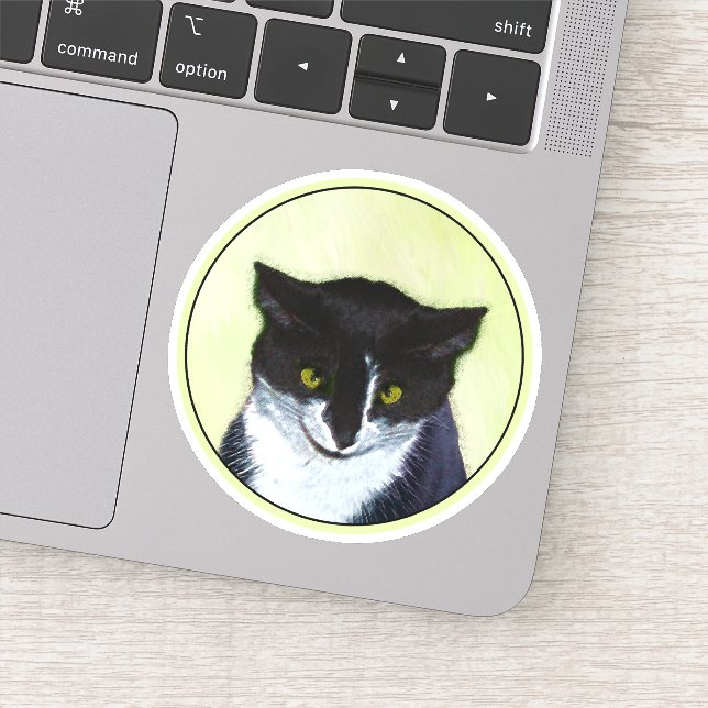 Sticker Peinture de chat Tuxedo - Cute Original Cat Art (Détail)