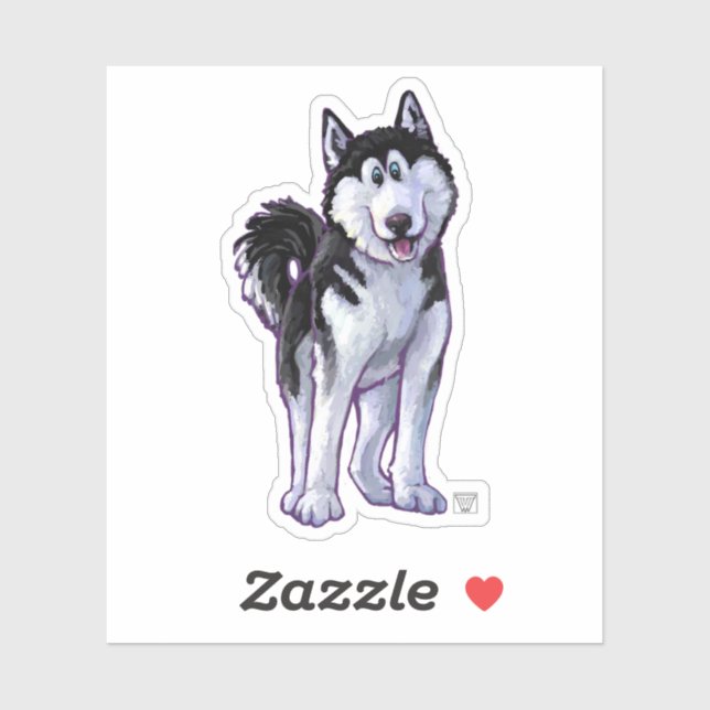 Sticker Peinture de chien Husky (Feuille)