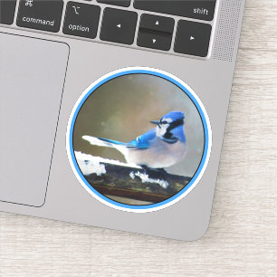 Sticker Peinture de Geai Bleu - Art Original d'Oiseau
