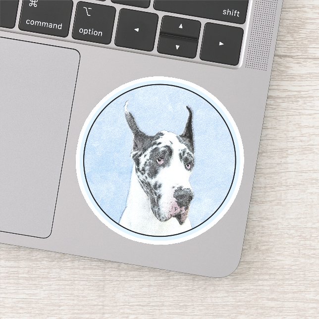 Sticker Peinture de Great Dane (Arlequin) - Art original d (Détail)