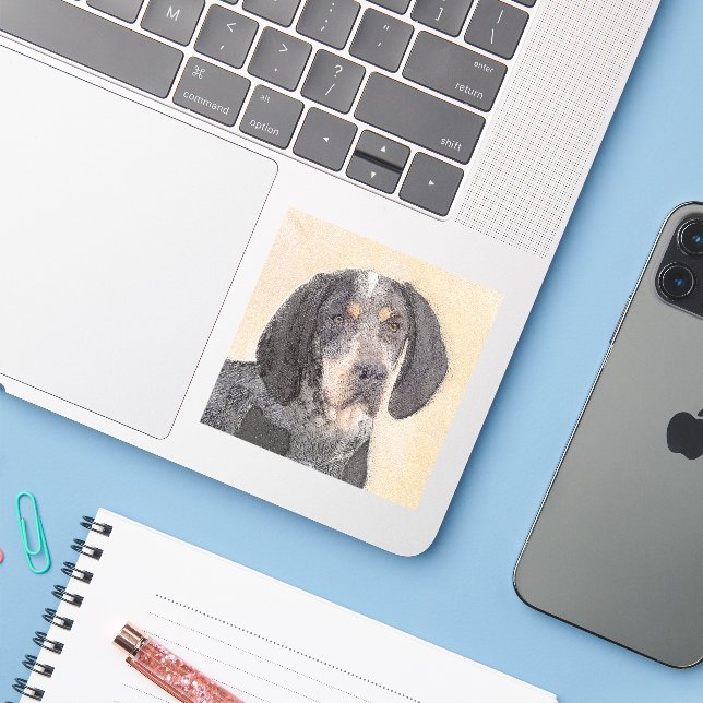 Sticker Peinture de linge bluetick - mignon chien original (Ordinateur portable avec iPhone)