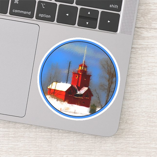Sticker Peinture de phare rouge - Art original (Détail)