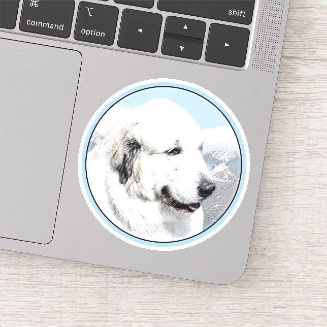 Sticker Peinture des Pyrénées - Art original du chien (Détail)