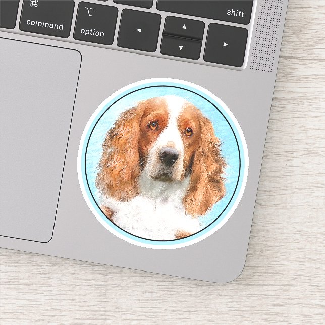 Sticker Peinture d'espagnol Welsh Springer - Art original  (Détail)