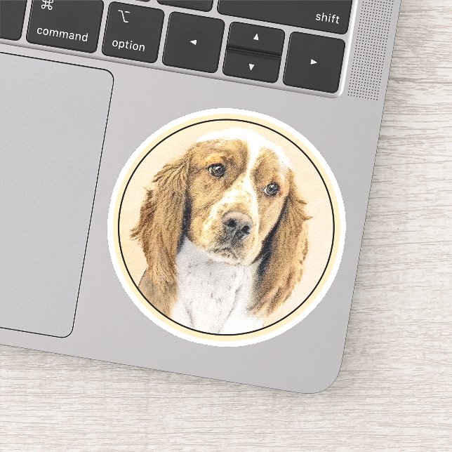 Sticker Peinture d'espagnol Welsh Springer - Art original  (Détail)