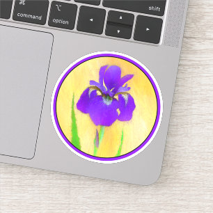 Sticker Peinture d'Iris barbu pourpre - Art floral origina