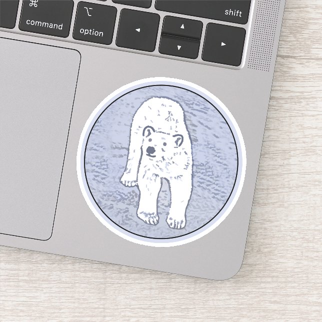 Sticker Peinture d'ours polaire sur glace - Art original d (Détail)