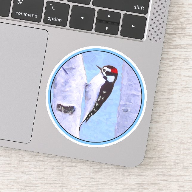 Sticker Peinture Downy Woodpecker - Art original pour oise (Détail)