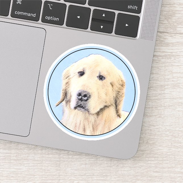 Sticker Peinture Golden Retriever - Joli art original chie (Détail)