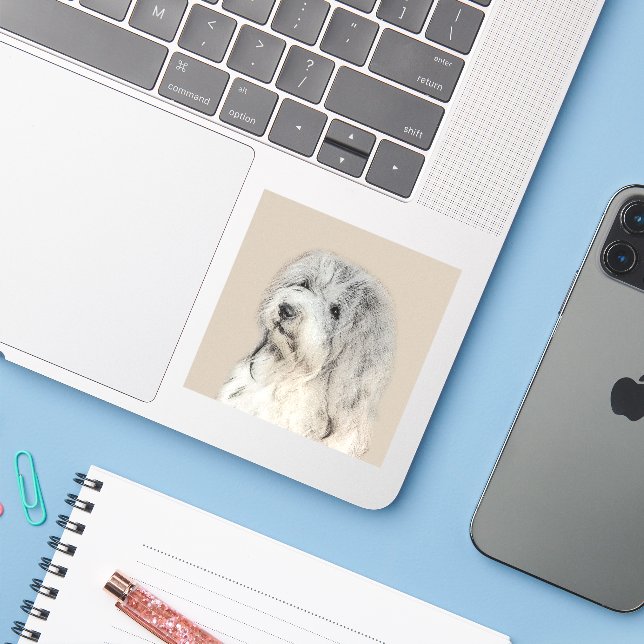 Sticker Peinture Havanaise (Gold Sable) - Art Chien origin (Ordinateur portable avec iPhone)