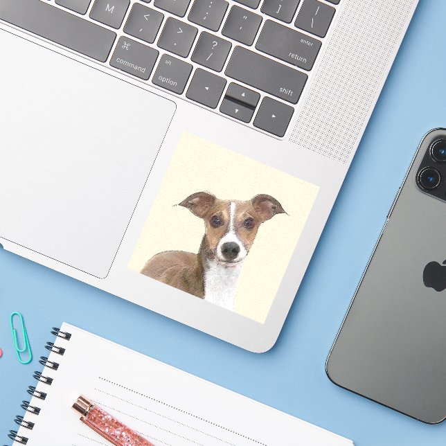 Sticker Peinture italienne Greyhound - Cute Original Chien (Ordinateur portable avec iPhone)