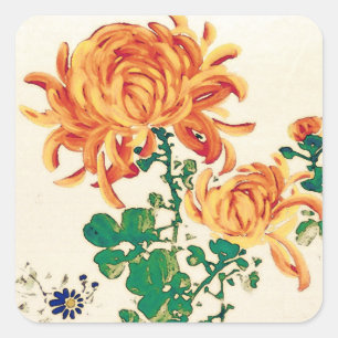 Sticker Peinture japonaise vintage de Chrysanthèmes
