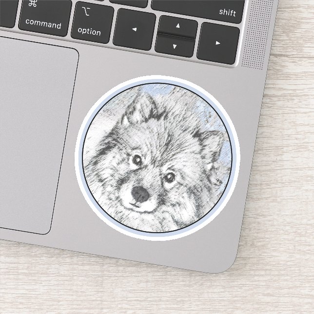 Sticker Peinture Keeshond Beth - Joli art original chien (Détail)