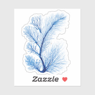 Sticker Peinture murale d'art corail bleu et blanc : sous-