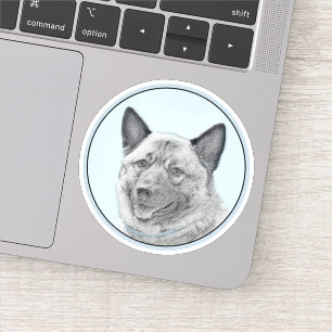 Sticker Peinture norvégienne Elkhound - Art original Chien